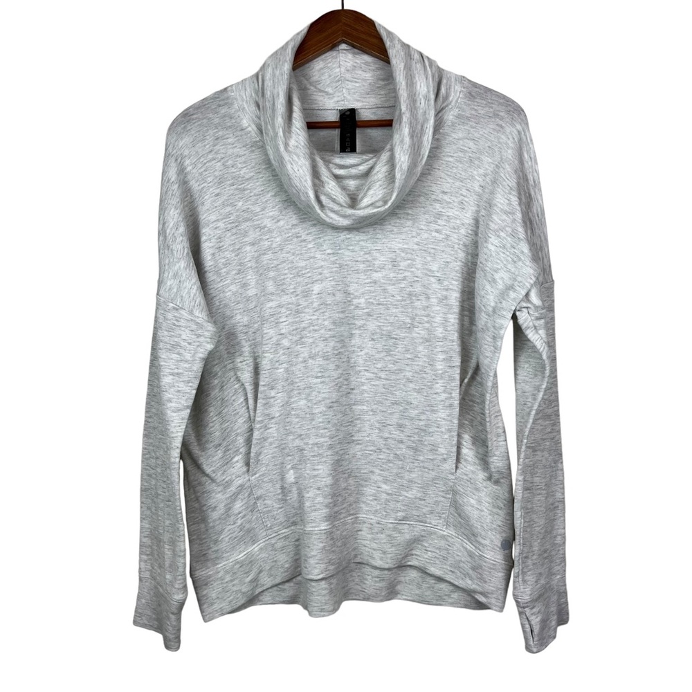 Yogalicious Womens Cowl Neck Pullover Size M Heather Gray Stretch Lightweight
